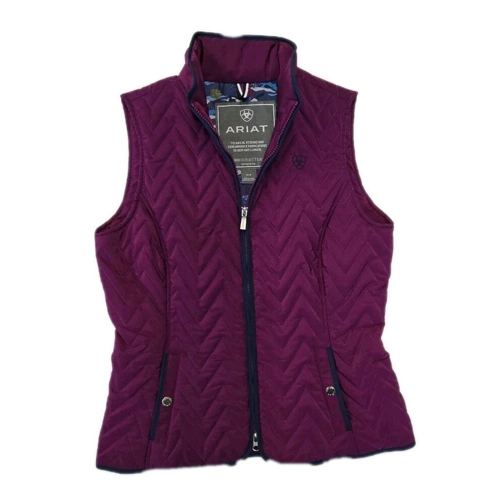 Ariat Ashley Insulated Vest Women Small Berry Chevron Quilted Equestrian Rodeo
